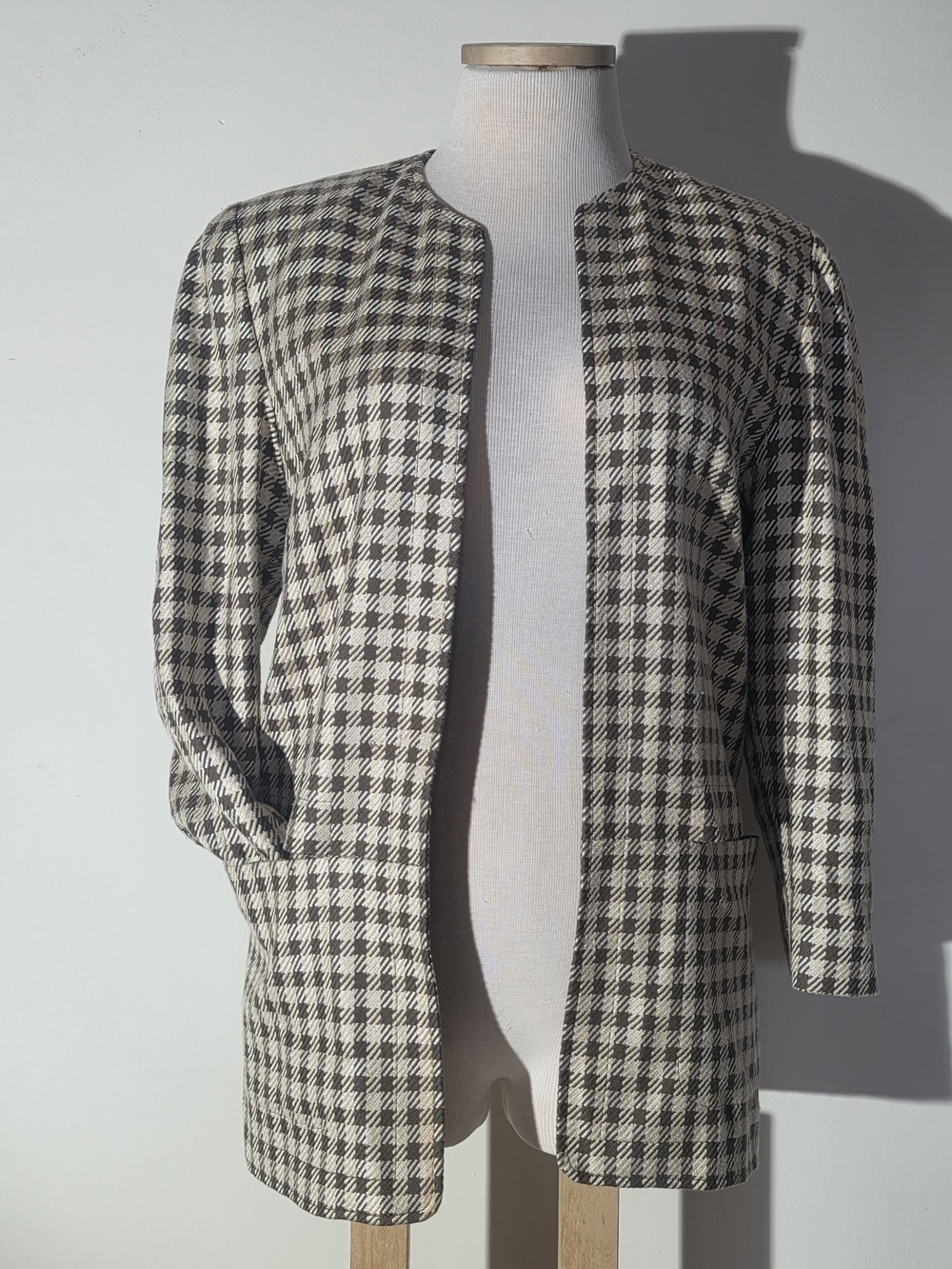 Vintage Ellen Tracy Brown & Cream Blazer Jacket - (Size 10)